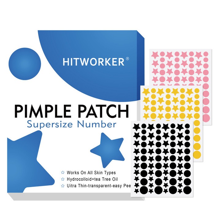 Plasturi acneici Hitworker, 240 bucati, hidrocoloid, invizibili, pentru toate tipurile de piele
