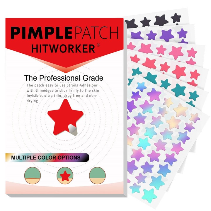 Plasturi acneice Hitworker, 240 bucati, hidrocoloid, invizibili, pentru toate tipurile de piele