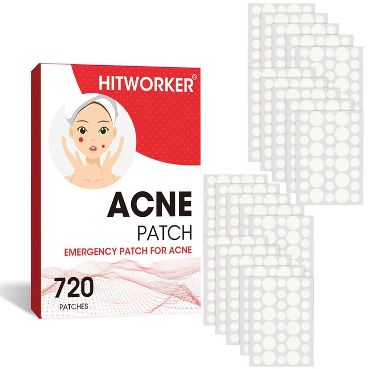 Plasturi acneici Hitworker, 720 bucati, hidrocoloid, invizibili, pentru toate tipurile de piele