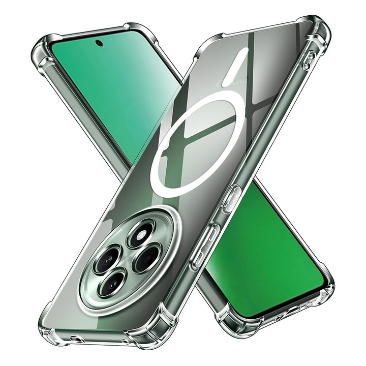 Oppo Reno12 F 4G / Reno12 F 5G / Reno12 FS 4G / Reno12 FS 5G DaDen® ütésálló Magsafe tok, kameravédelem, vezeték nélküli töltés, ütésálló, kiváló védelem, átlátszó