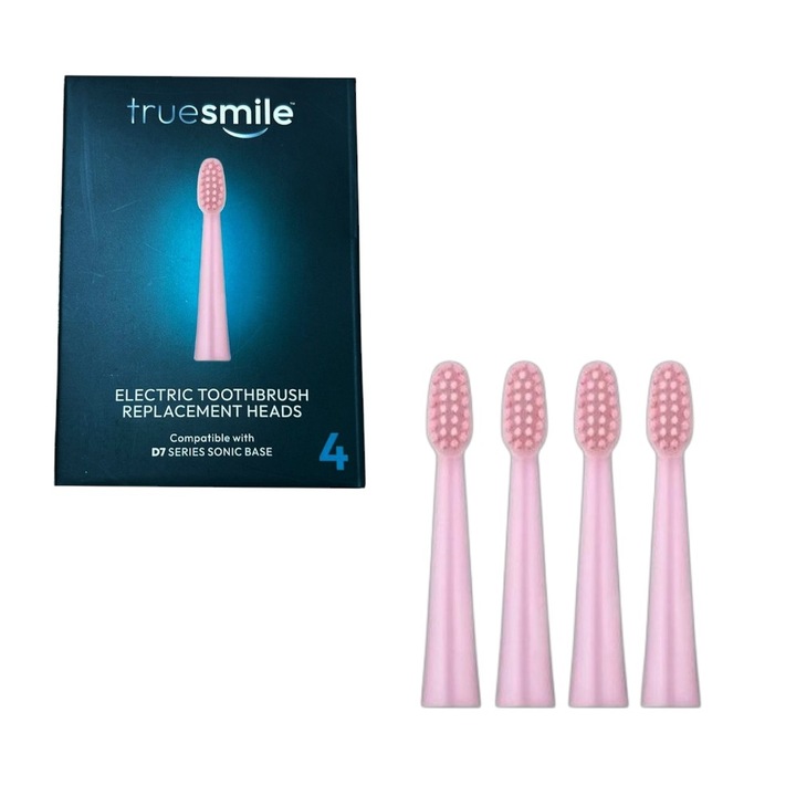 Set 4 rezerve pentru periuta de dinti electrica Sonic D7 True Smile, roz TS0118