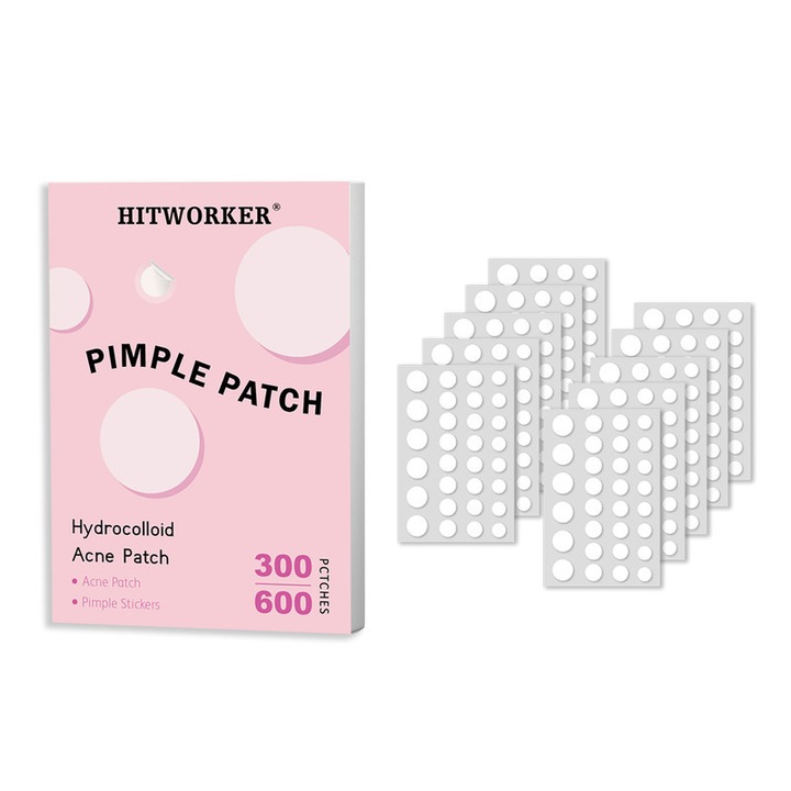 Plasturi acneice Hitworker, 300 bucati, hidrocoloid, invizibili