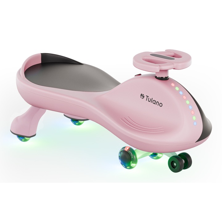 Tulano Focus 35 gravitációs gyerekautó, LED-es gumikerekekkel, 360°-os kormányzással és kiegészítő első világítással, Rózsaszínű