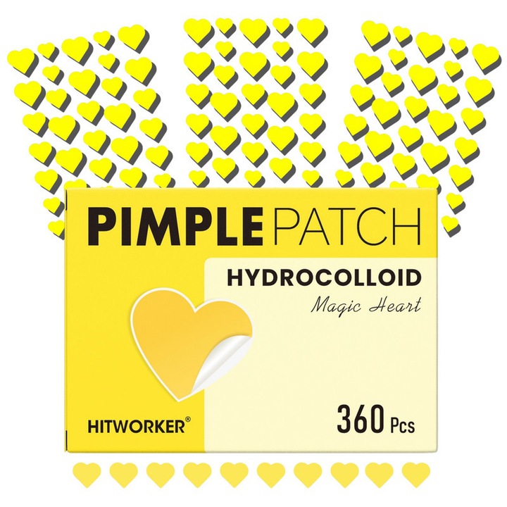 Plasturi pentru acnee Hitworker, 360 bucati, ultra-subtiri, invizibili, pentru toate tipurile de piele