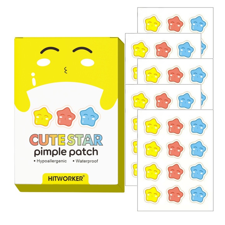 Plasturi pentru acnee, Hitworker, 60 bucati, forma pisica, 6-9 ore, pentru fata si piele