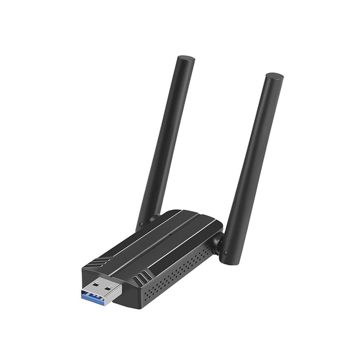 Adaptor WiFi 6, Rqiurpn, 1800Mbps, dual-band 5.8GHz si 2.4GHz, USB 3.0, compatibil cu Windows 10/11, Negru