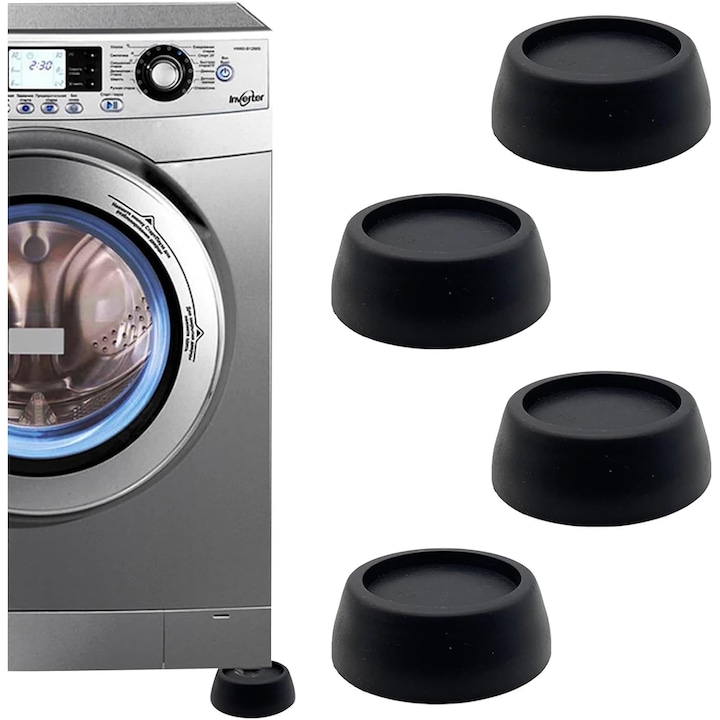 Set 4 Piese Stabilizatoare pentru Masina de Spalat, Paduri Antivibratie, Cauciuc, Universal