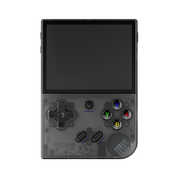 Преносима игрова конзола Anbernic RG35xx+ 2024, 3.5-инчов IPS екран, 64GB 6000 включени игри, батерия 3300 mAh, прозрачно черно
