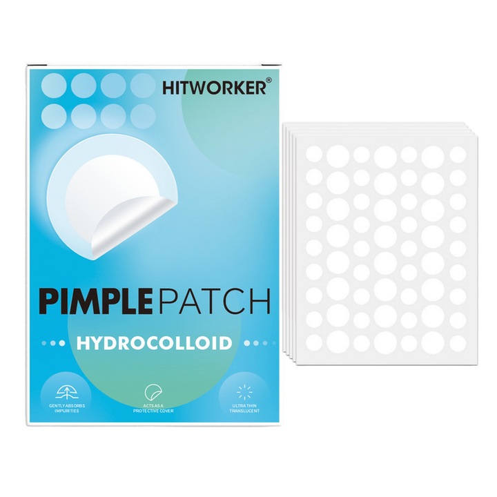 Plasturi acneici Hitworker, 300 bucati, hidrocoloid, invizibili, pentru toate tipurile de piele