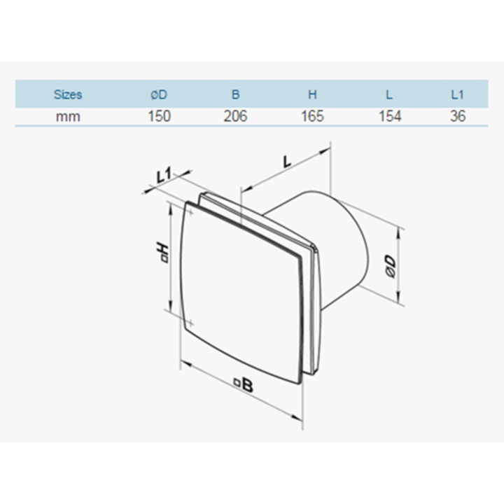 Ventilator VENTS 150LDT diam 150mm, cu timer