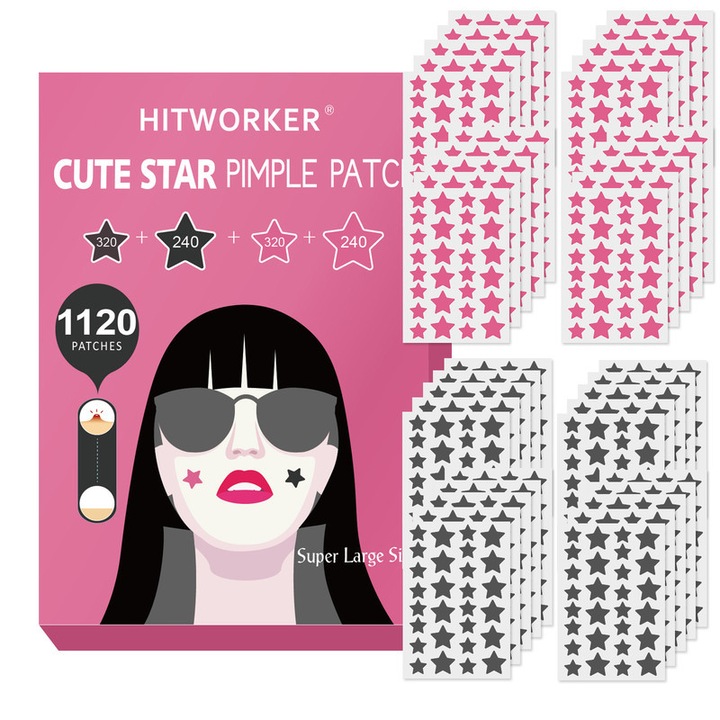 Plasturi acneici Hitworker, 1120 PCS, hidrocoloidali, invizibili, pentru toate tipurile de piele