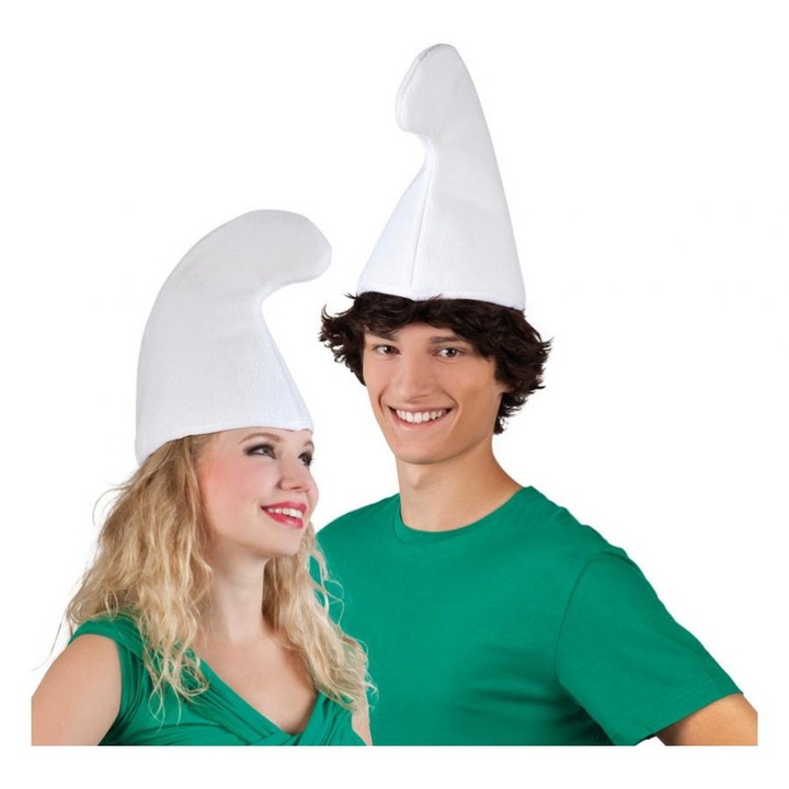 Palarie de strumf pentru carnaval, diametru 18 cm, alb