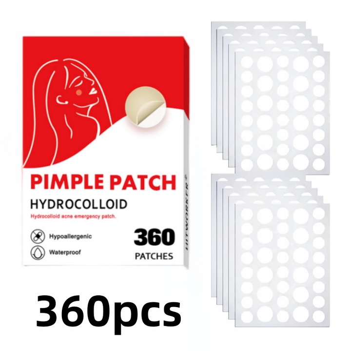 Plasturi pentru acnee, Hitworker, 360 bucati, forma pisica, 6-9 ore, pentru fata si piele