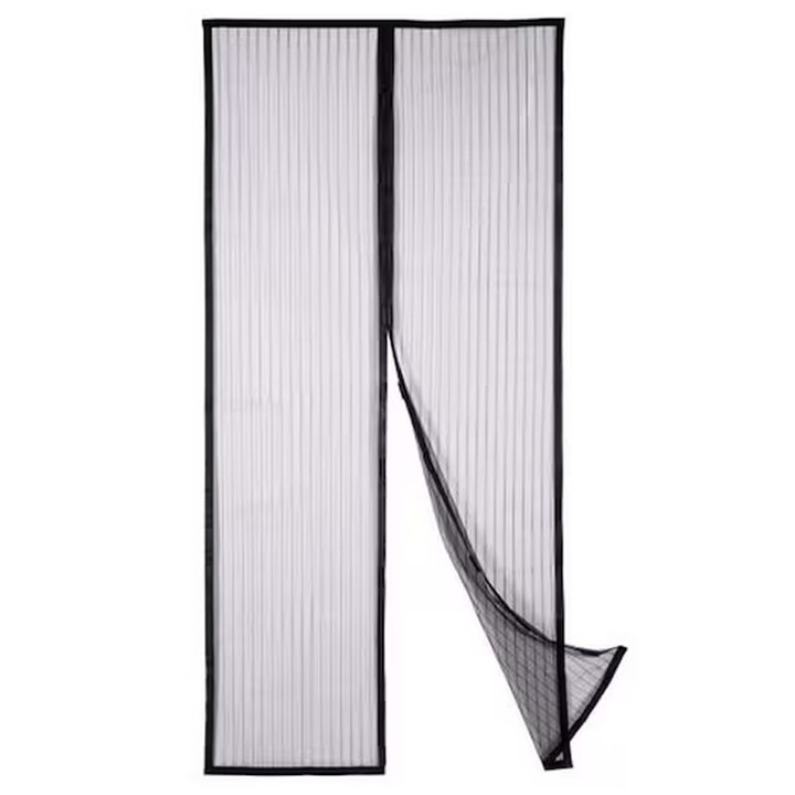 Plasa protectie impotriva insectelor cu banda magnetica pentru usi, Rqiurpn, Dimensiuni Inaltime x latime 210 x 90 cm, cu velcro si 16 perechi magneti puternici incluse, neagra