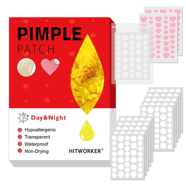 Plasturi acneice Hitworker, 476 bucati, hidrocoloid, invizibili