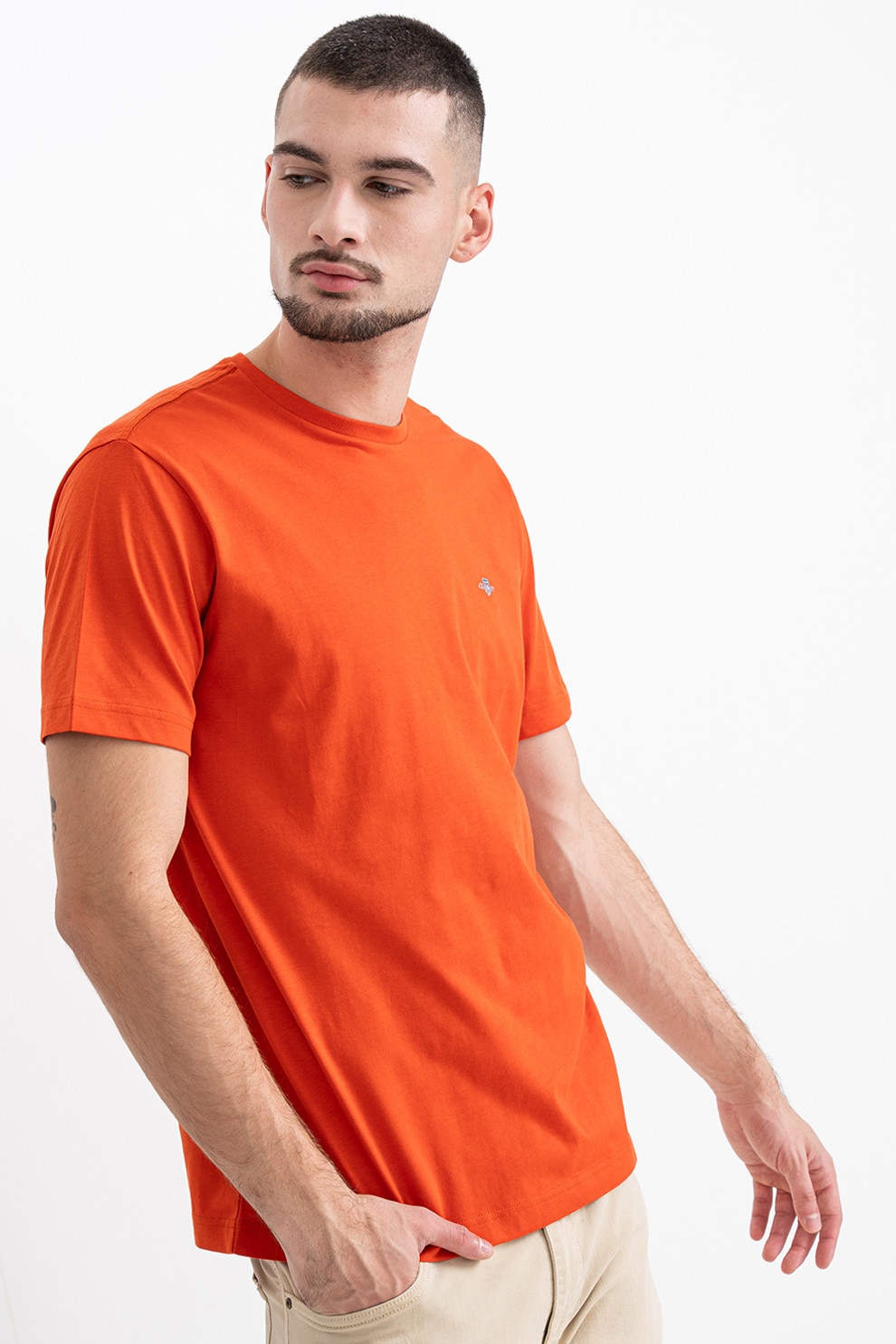 Gant, Tricou din bumbac Shield, Portocaliu stins, M