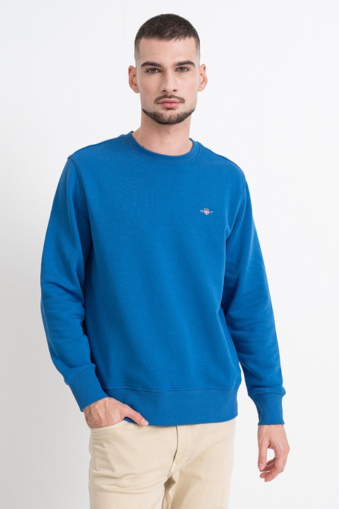 Gant, Bluza de trening cu decolteu la baza gatului Shield, Albastru azur