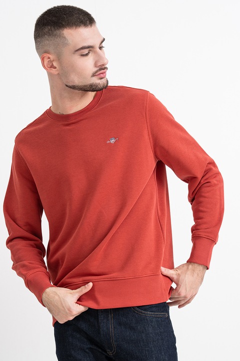 Gant, Bluza de trening cu decolteu la baza gatului Shield, Caramiziu