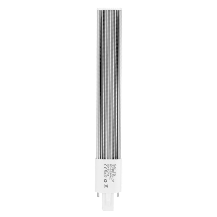Компактна LED крушка, 8W, 2 пина, топло бяла, G23, 85-265V