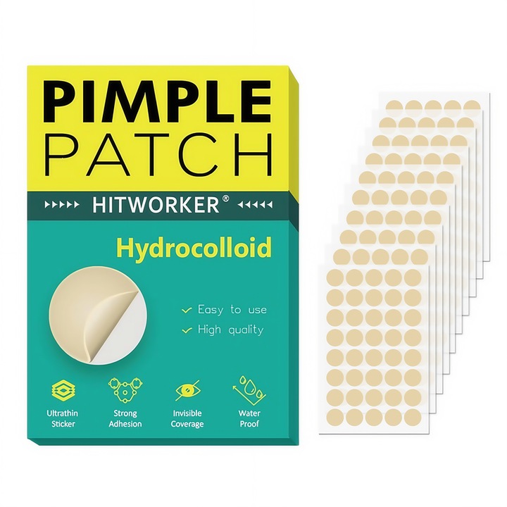 Plasturi acneici hidrocoloidali, Hitworker, 400 bucati, invizibili, pentru toate tipurile de piele