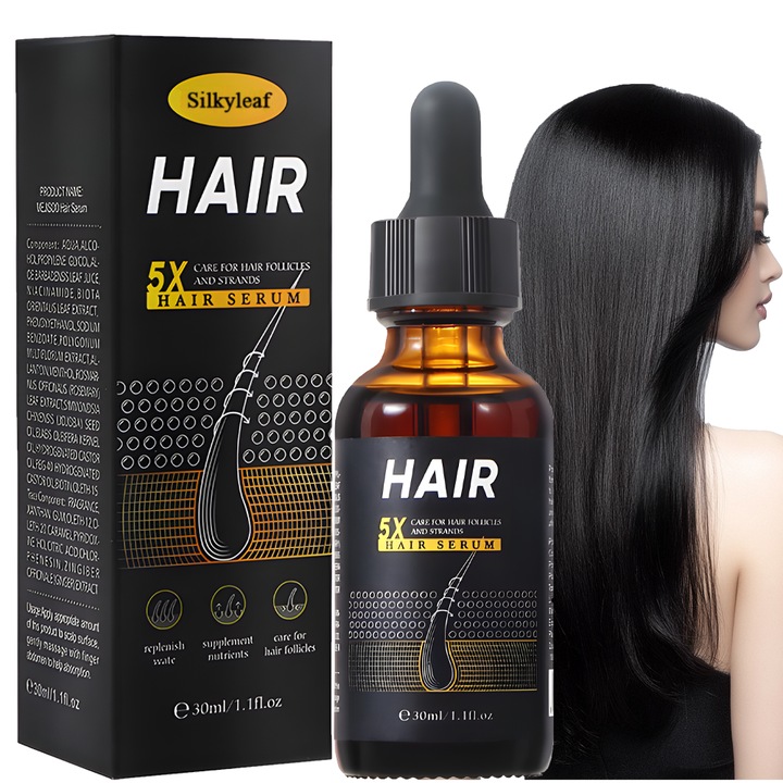 Ser pentru cresterea parului 100% Natural, Biotina, Cofeina, Frunze de Rozmarin, Tratament Natural Anti-Cadere, Stimulare Intensiva & Revitalizare pentru Par Dens, Sanatos cu Rezultate Imediate, Tratamentul Revolutionar pentru Par Desavarsit, 30ml