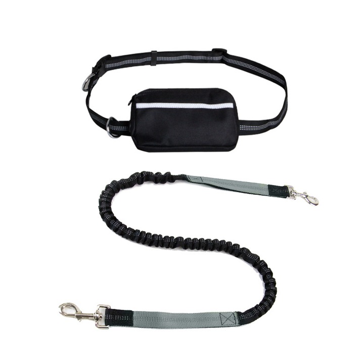 Set lesa alergare/borseta, Nylon, Reflectorizanta, Negru/Gri