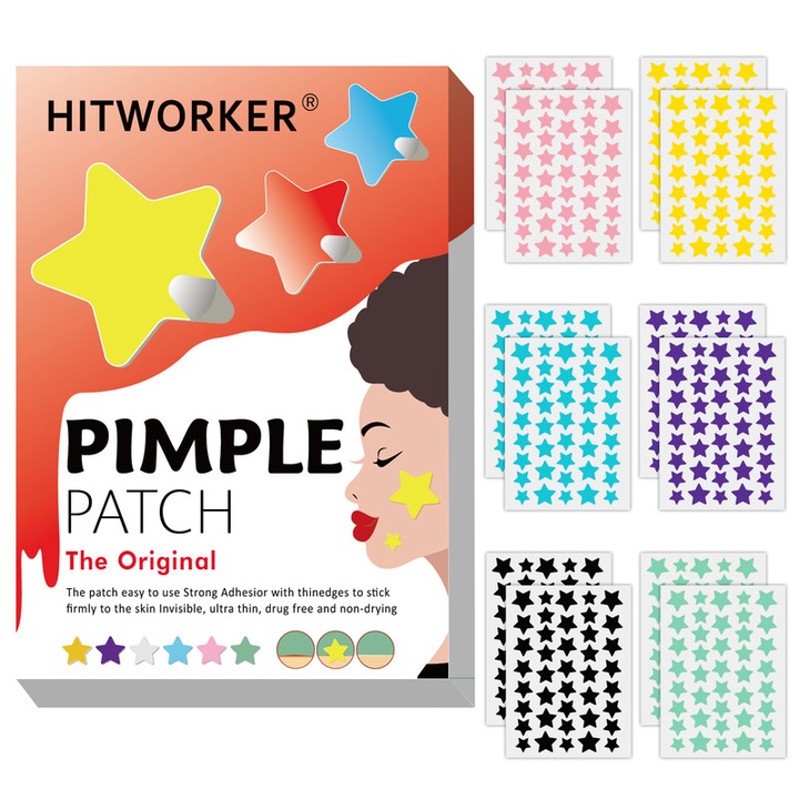 Set de 240 PCS Patches Hidrocoloidale pentru Acnee, Hitworker, Absorbtie rapida, Incolore