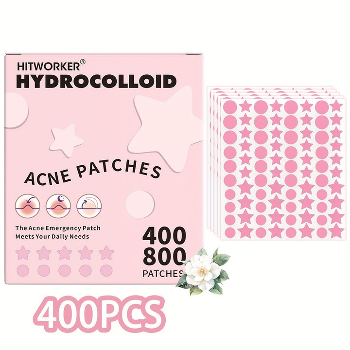 Plasturi pentru acnee, Hitworker, 400 bucati, forma pisica, 6-9 ore, pentru fata si piele