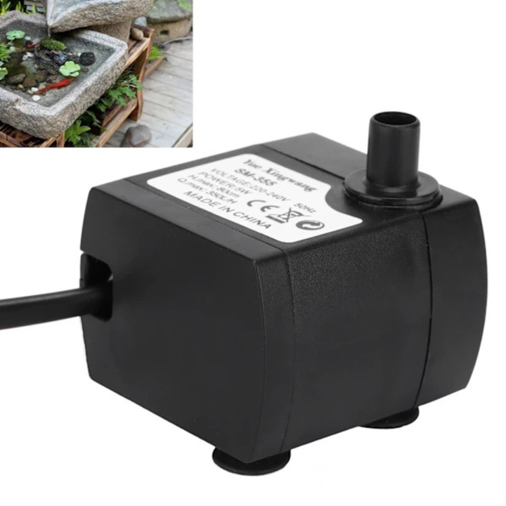 Pompa submersibila pentru fantana/acvariu 5W, silentioasa, cu rotor ceramic, cu ventuza de fixare, negru, 220V (fisa EU)