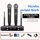 Doua seturi de microfoane wireless, UHF, cu receptoare, Fudisenn, omnidirectionale, potrivite pentru karaoke, conferinte si evenimente, raza de receptie de 60 de metri, include cablu audio si adaptor, 25x5cm, negru