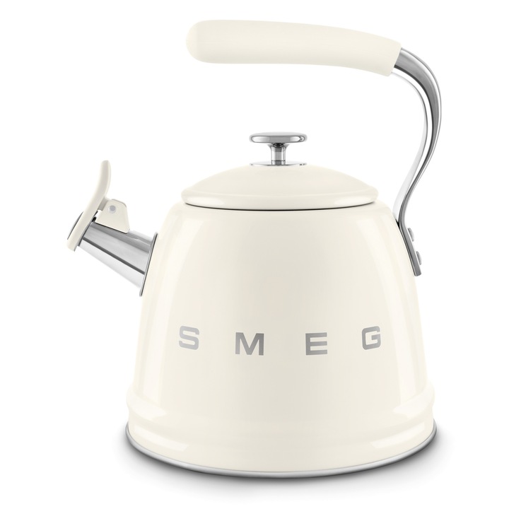 Ceainic fierbator pentru aragaz Smeg, Stilul anilor 50, 2.3 litri, Crem