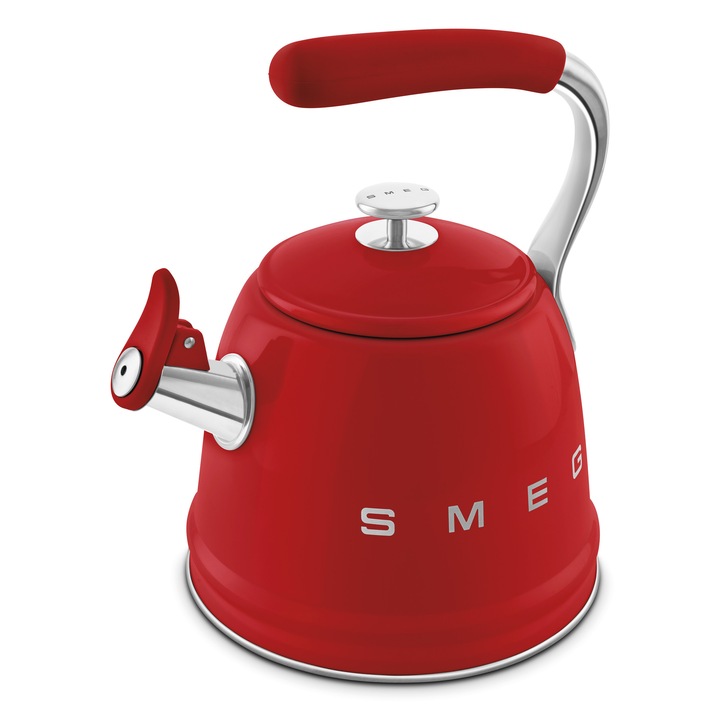 Ceainic fierbator pentru aragaz Smeg, Stilul anilor 50, Rosu