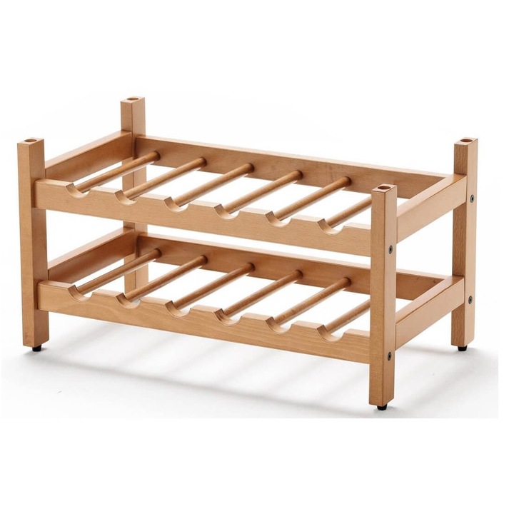 Palacktartó, BIRELLONE, 12 férőhelyes, bükkfa, 49x29x29cm, barna