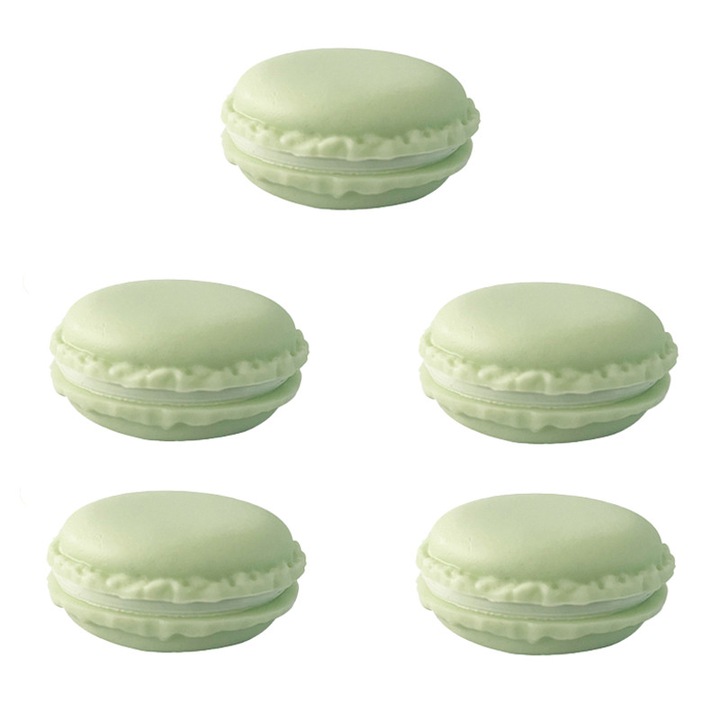 Set 5 cutii bijuterii mini, forma macaron, verde, 4x2cm