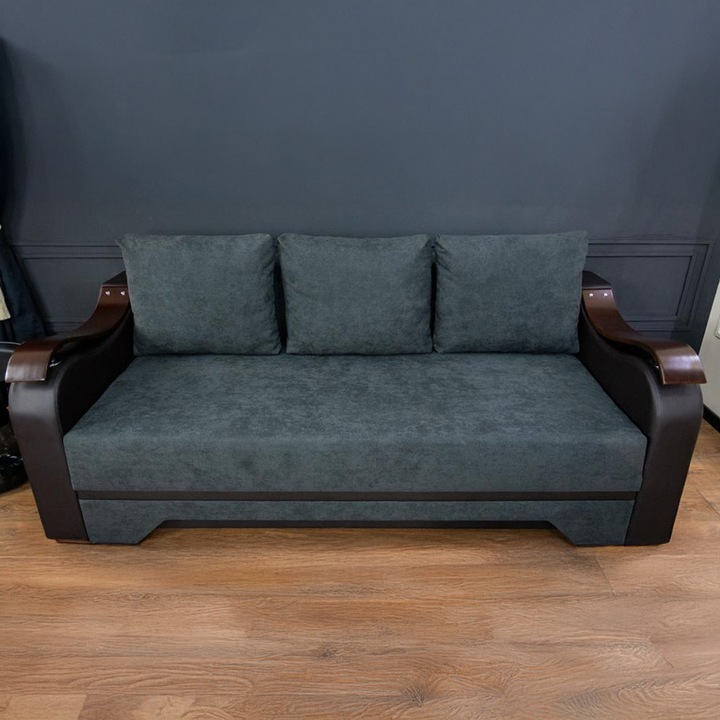 Canapea Extensibila Sally Bonell Max Lemon 30, 85x105x220cm, cu Lada de depozitare, Gri inchis