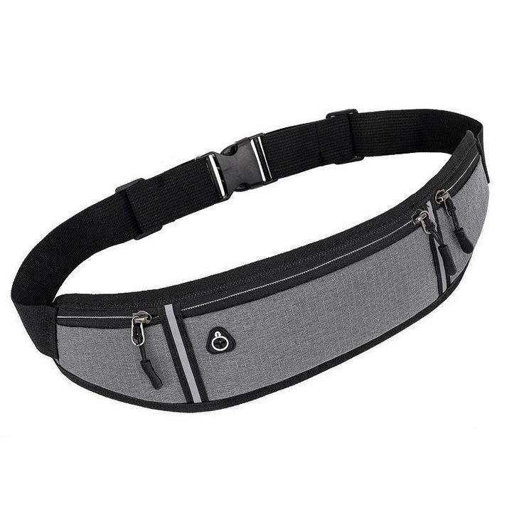 Спортна чанта, 3 джоба, водоустойчива материя, унисекс, сива, размери 20x10см