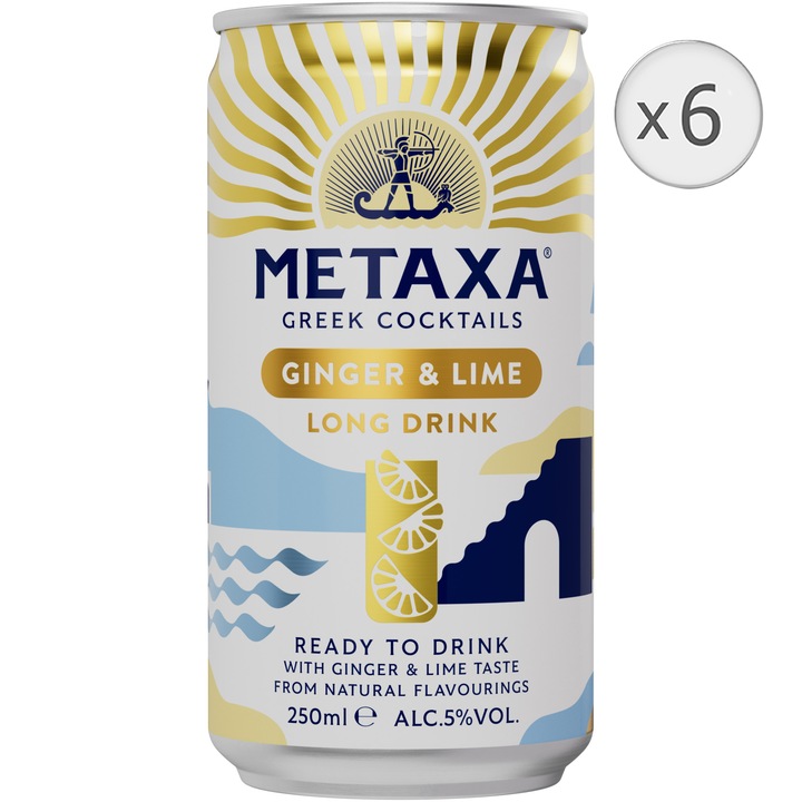 Metaxa Ginger Lime Long Drink, 5%, 6x0.25l