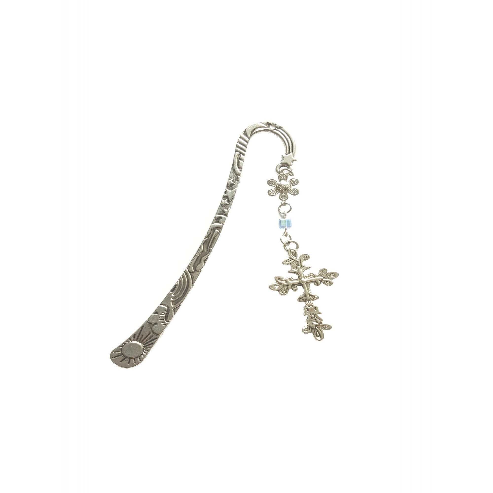 Semn de carte AA cu floricica, margica si cruciulita