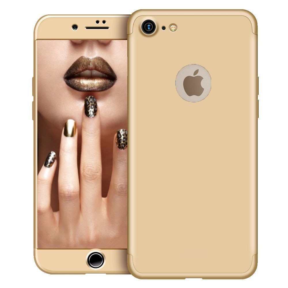 Husa telefon Iphone 8 Plus ofera protectie Completa 3in1 Ultrasubtire Lux Gold Matte