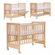 Patut co-sleeping 120x60 cu laterala culisanta total si roti Treppy Dreamy Plus, integral din lemn masiv fag, reglabil pe 5 nivele, include sistem de ancorare, culoare natur