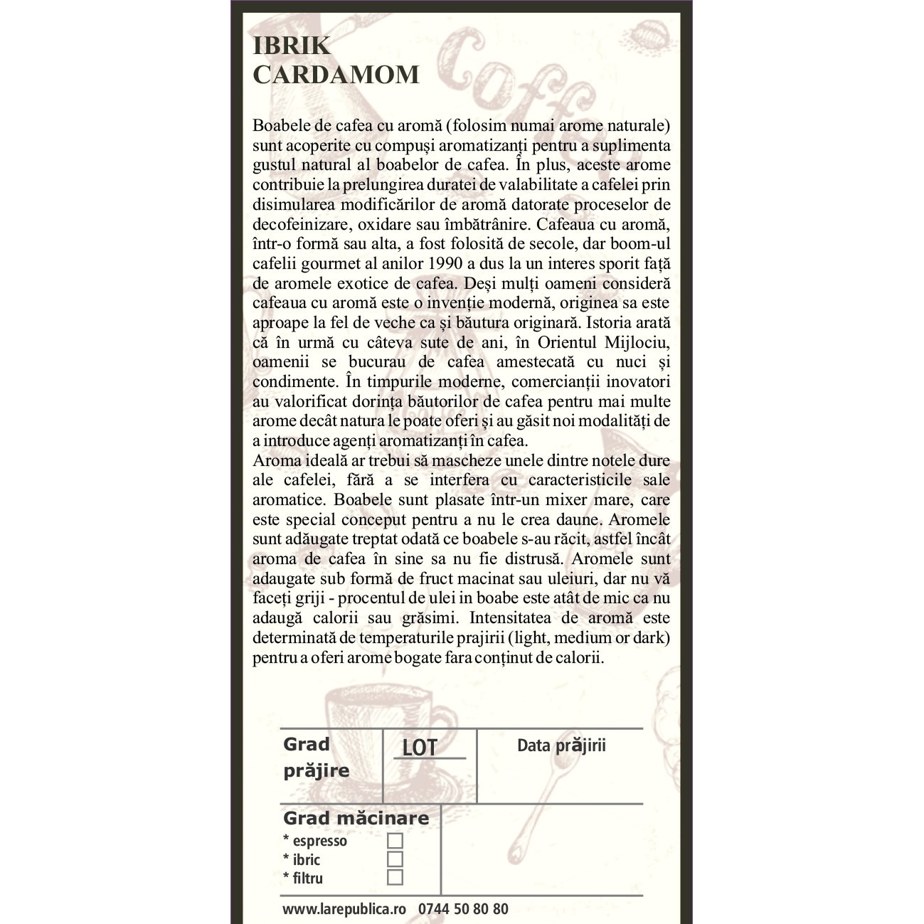 Прясно изпечено кафе, 500 гр, Ибрик с Cardamom Specialty Coffee, 100% ...