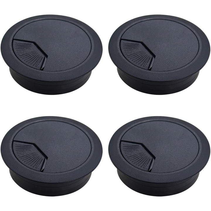 Комплект от 4 защитни капачки за кабели, 60 мм, ABS, черни