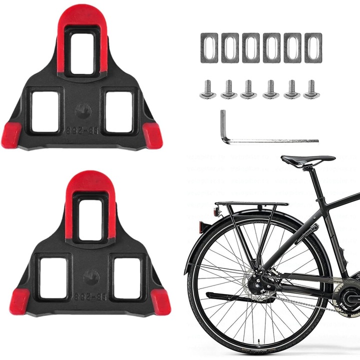 Kerékpárpedál-stoplik készlet, PsAyl®, SPD-SL SMSH10, önzáró, 6 fokos úszóképesség, fekete/narancssárga