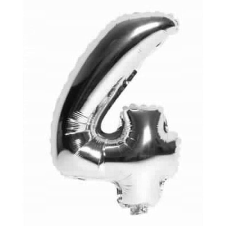 Fólia lufi, nélkül, 4, 100 cm, héliummal vagy levegővel tölthető, ezüst, nélkül, nélkül, kiváló minőségű, ideális születésnapokra, esküvőkre, egyéb alkalmakra
