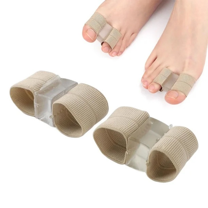 Corector ortopedic pentru degetul mare, suport din nylon si silicon, set de 2 bucati, culoare ton pielii