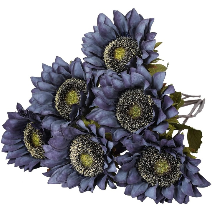 Buchet 6 flori artificiale YANYXR floarea-soarelui galben 60cm