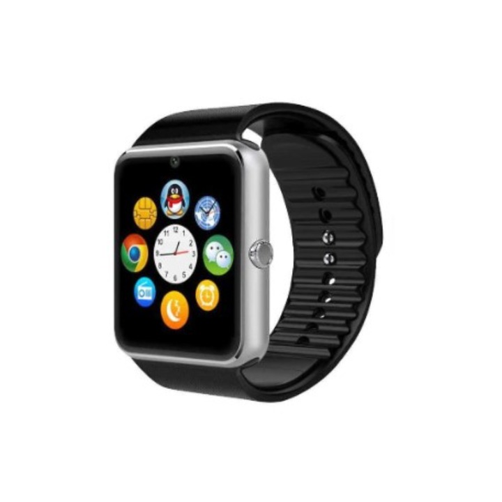 Ceas inteligent BeSmart SmartWear GT08, slot pentru cartela SIM si card de memorie, camera, Bluetooth, argintiu