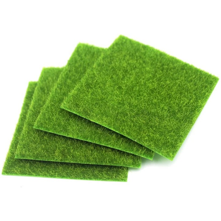 Set 4 covorase iarba artificiala verde pentru interior si exterior 30x30cm