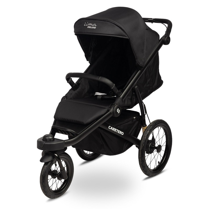 Babakocsi, CARETERO, Lima Deluxe babakocsi, Könnyű, Összecsukható, Utazó babakocsi, Fekete