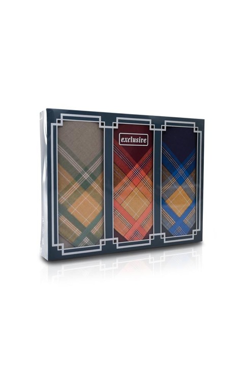 M16-20 Férfi textilzsebkendő 3db díszdobozban LUX